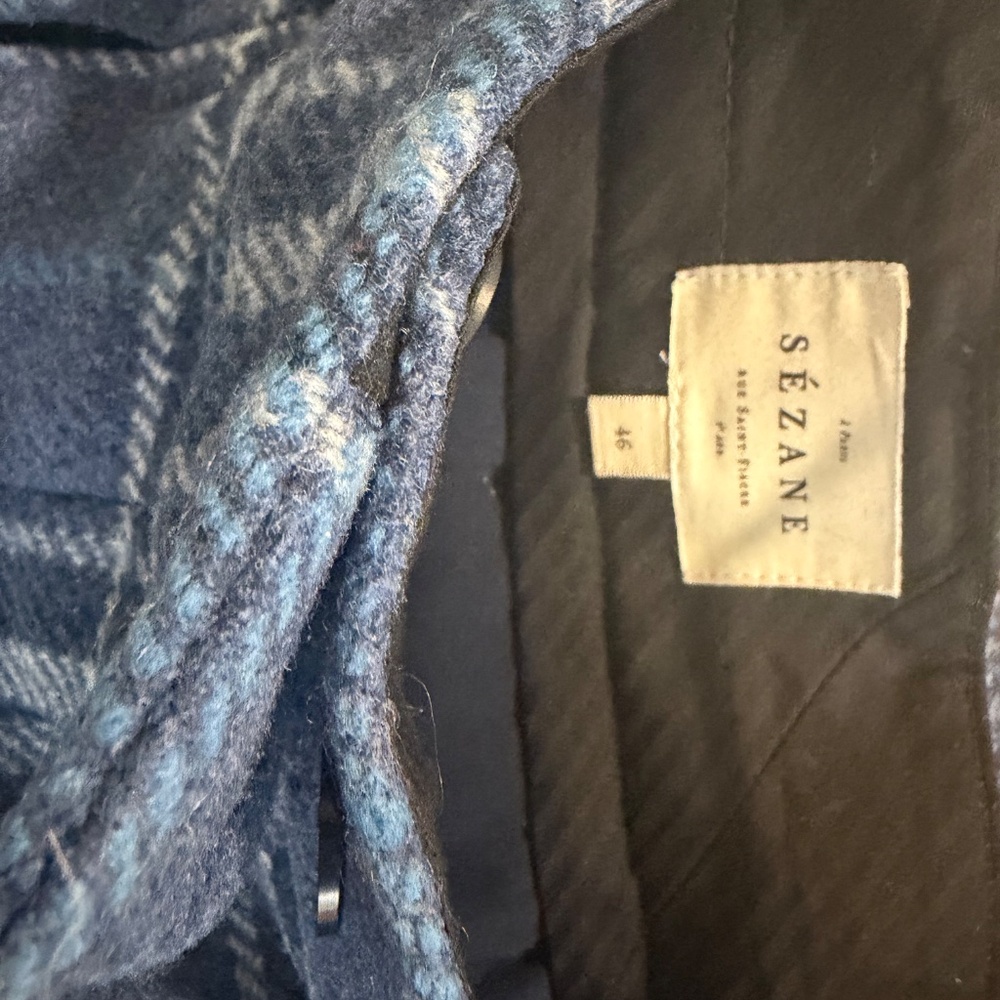 Sezane Theophile Blue Plaid Wide Leg Pants - Picture 6 of 6